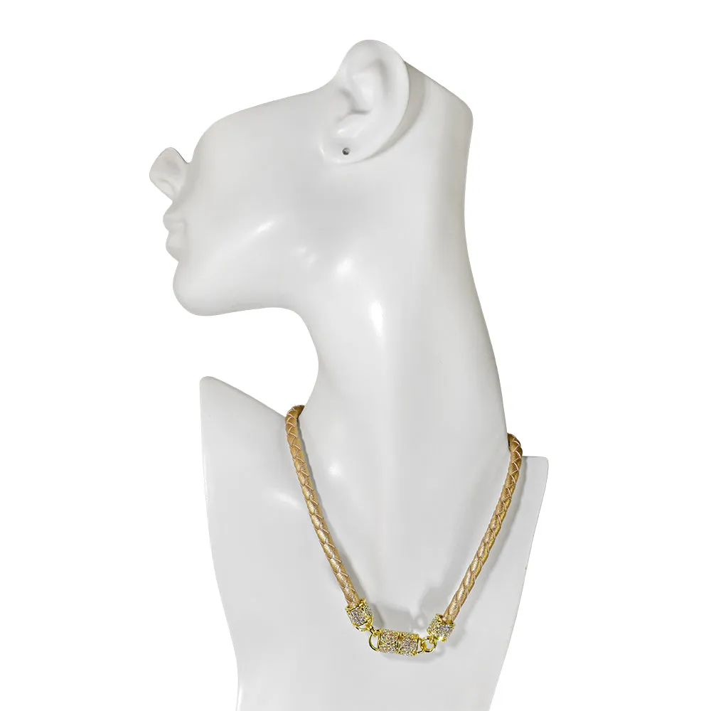 San Tropez Braided Magnetic Interchangeable Necklace (Goldtone)