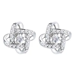 Sterling Silver Love Knot Stud Earrings with Swarovski Crystals