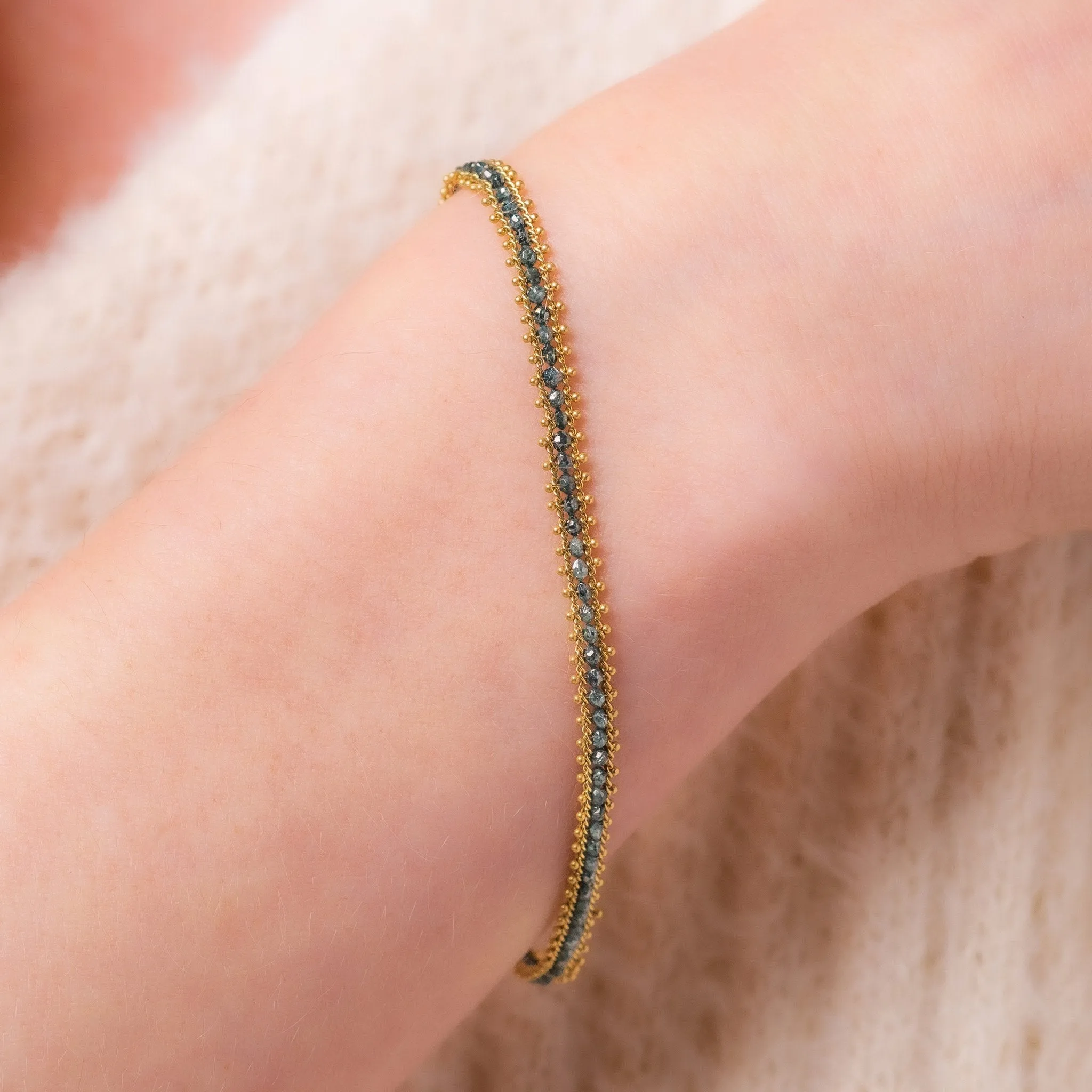Textile Row Bracelet in Blue Diamond