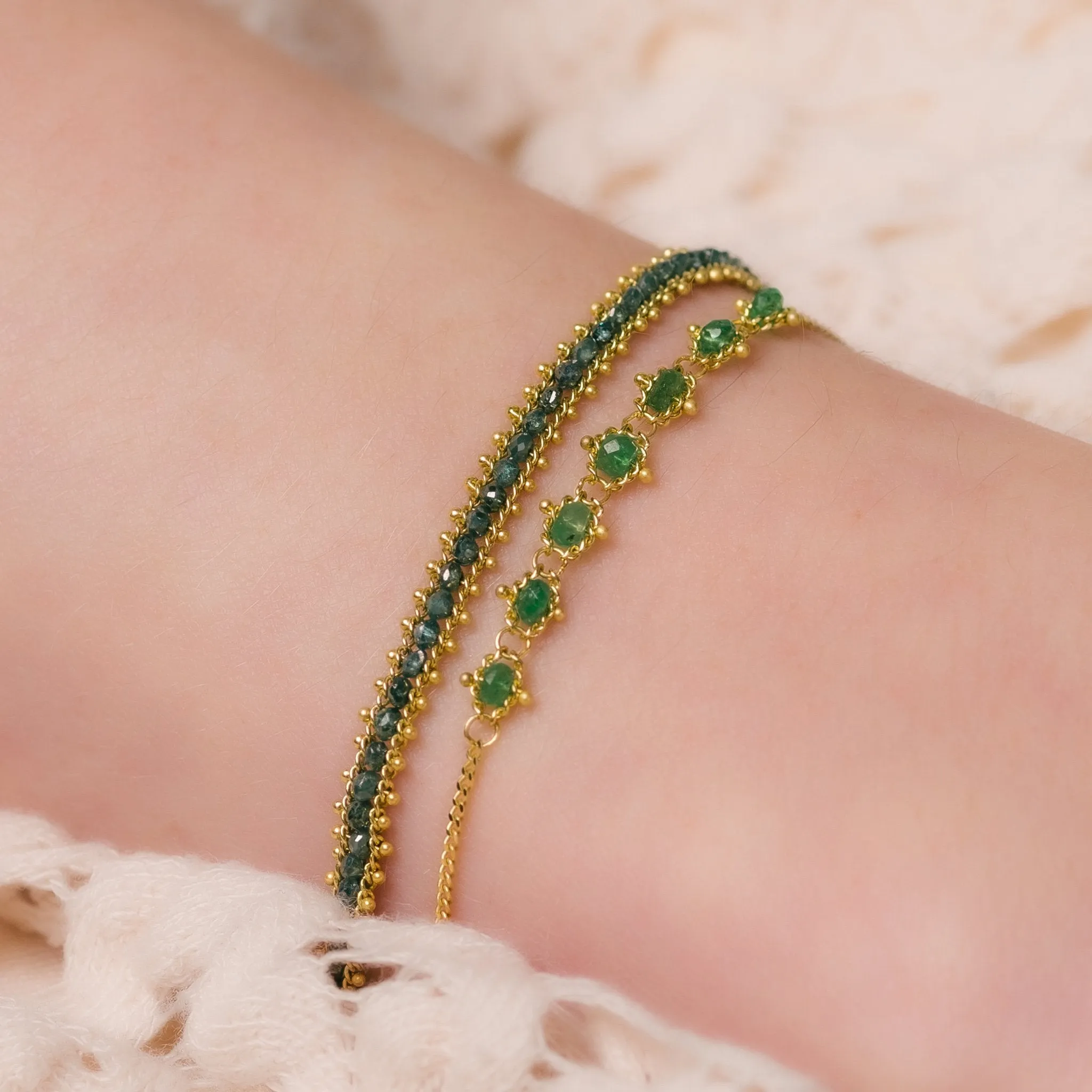 Textile Row Bracelet in Blue Diamond