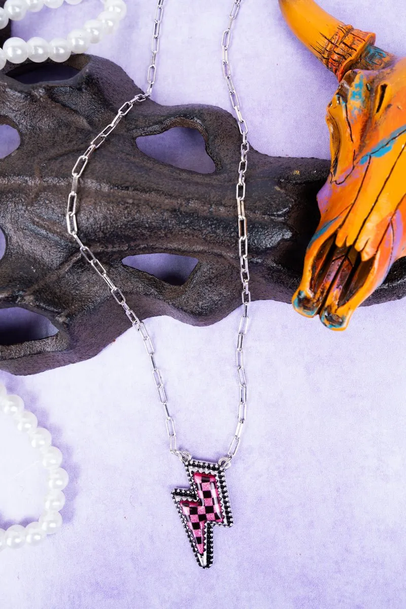 TIPI Fuchsia Thunder Struck Stretch Silvertone Necklace